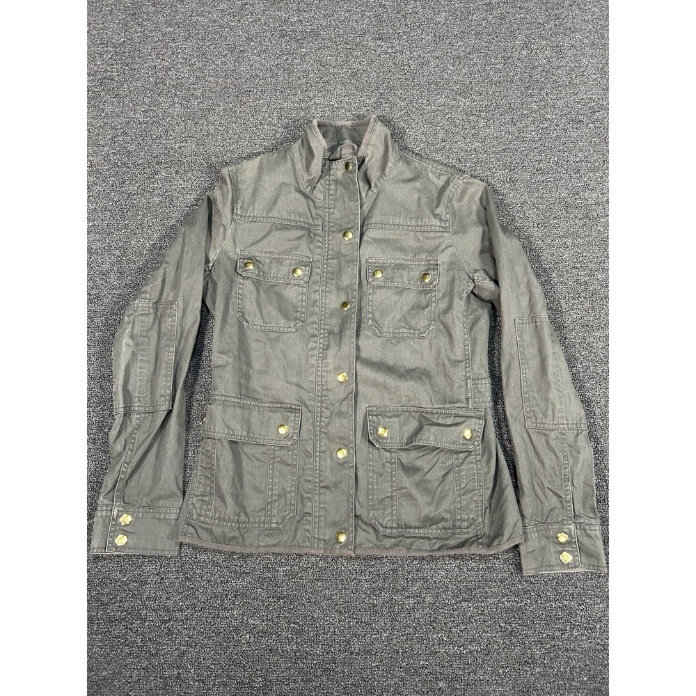 J. Crew Field Jacket Women's Small Green Waxed Canvas Utility Barn Chore Relaxed